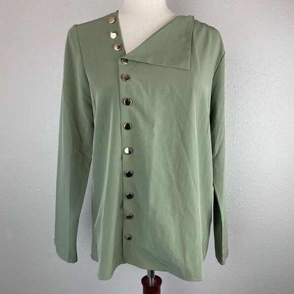 NWOT Green Button Down Dress Shirt Size S - Picture 1 of 5